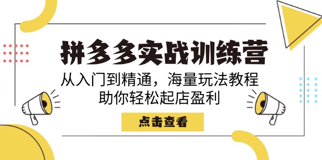 （14392期）拼多多实战训练营，从入门到精通，海量玩法教程，助你轻松起店盈利-超好资源网