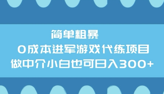 简单粗暴0成本进军游戏代练项目，做中介小白也可日入3张-超好资源网