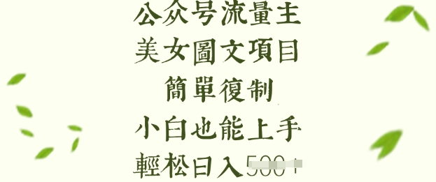 流量主长期收益项目，美女图片简单复制，小白也能上手，轻松日入5张-超好资源网