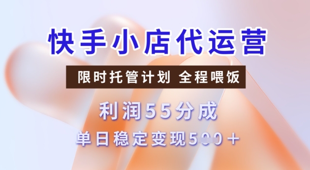 快手小店代运营3.0，模式新升级，收益55分，稳定单日5张【揭秘】-超好资源网