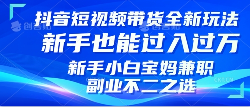 抖音短视频带货全新升级玩法，小白也能月入过W，适合新手宝妈兼职副业的不二之选!-超好资源网