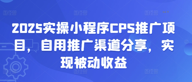 2025实操小程序CPS推广项目，自用推广渠道分享，实现被动收益-超好资源网