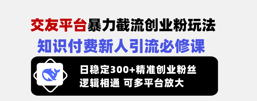（14432期）交友平台暴力截流创业粉玩法，知识付费新人引流必修课，日稳定300+精准…-超好资源网