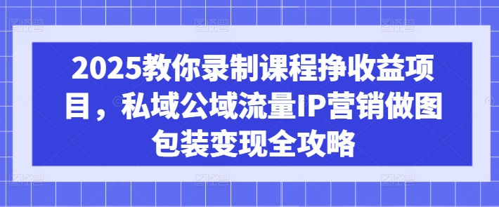 2025教你录制课程挣收益项目，私域公域流量IP营销做图包装变现全攻略-超好资源网