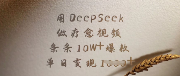 用DeepSeek做疗愈视频，条条10W+爆款，单日变现多张-超好资源网