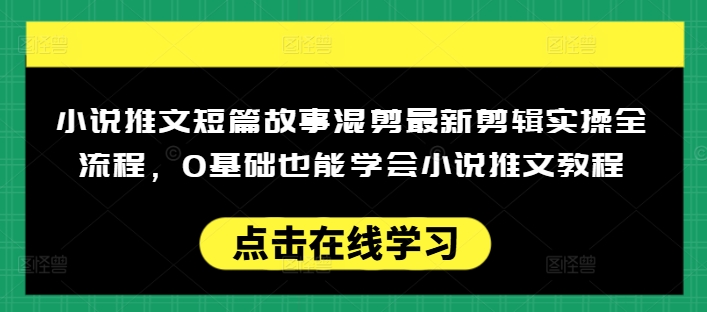 小说推文短篇故事混剪最新剪辑实操全流程，0基础也能学会小说推文教程，肯干多发日入多张-超好资源网